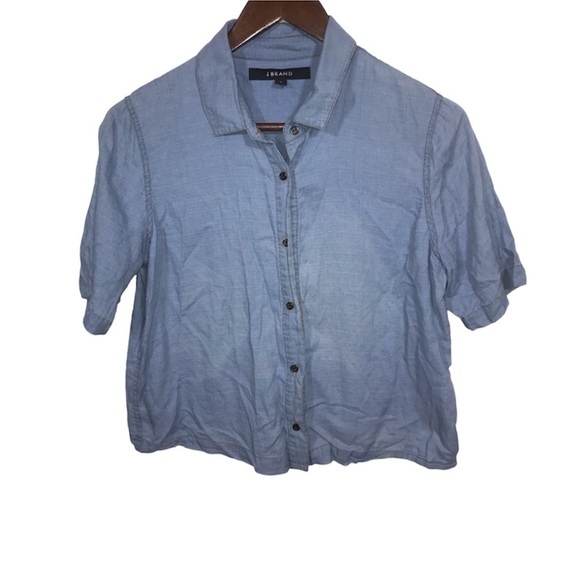 Women's J. Brand Short Sleeve Chambray Button Down Shirt - Picture 1 of 10